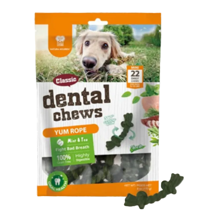 NATURA NOURISH CLASSIC DENTAL CHEWS YUM ROPE SABOR MENTA