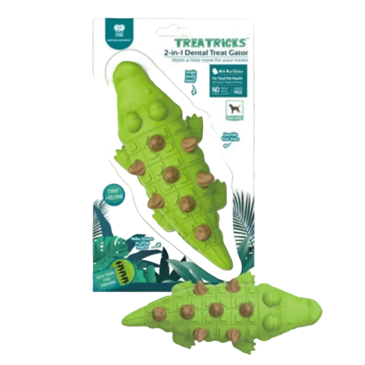 NATURA NOURISH TREATRICKS 2-1 GATOR DENTAL TREAT DISPENSER