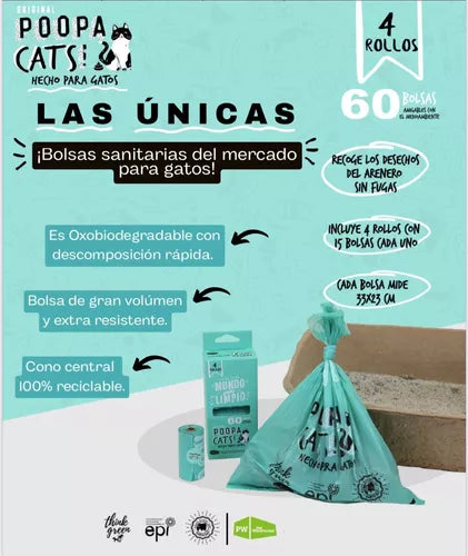POOPA BAG CAT BOLSAS BIODEGRADABLES 60 UN