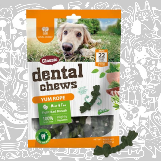 NATURA NOURISH CLASSIC DENTAL CHEWS YUM ROPE SABOR MENTA