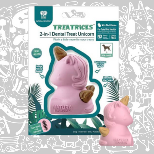 NATURA NOURISH TREATRICKS 2-1 UNICORN DENTAL TREAT DISPENSER