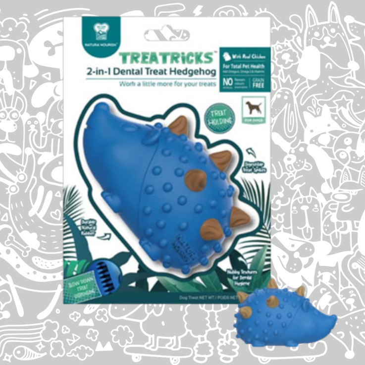 NATURA NOURISH TREATRICKS 2-1 HEDGEHOG DENTAL TREAT DISPENSER