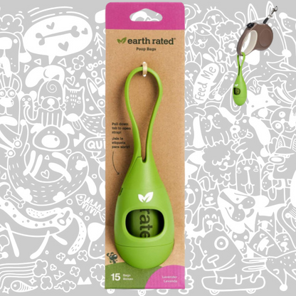 EARTH RATED DISPENSADOR + ROLLO DE RECARGA 15 BOLSAS OLOR LAVANDA