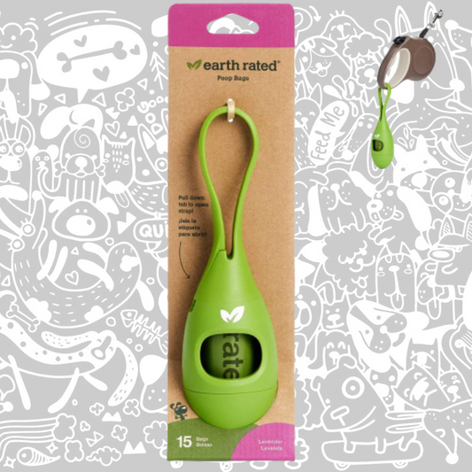 EARTH RATED DISPENSADOR + ROLLO DE RECARGA 15 BOLSAS OLOR LAVANDA