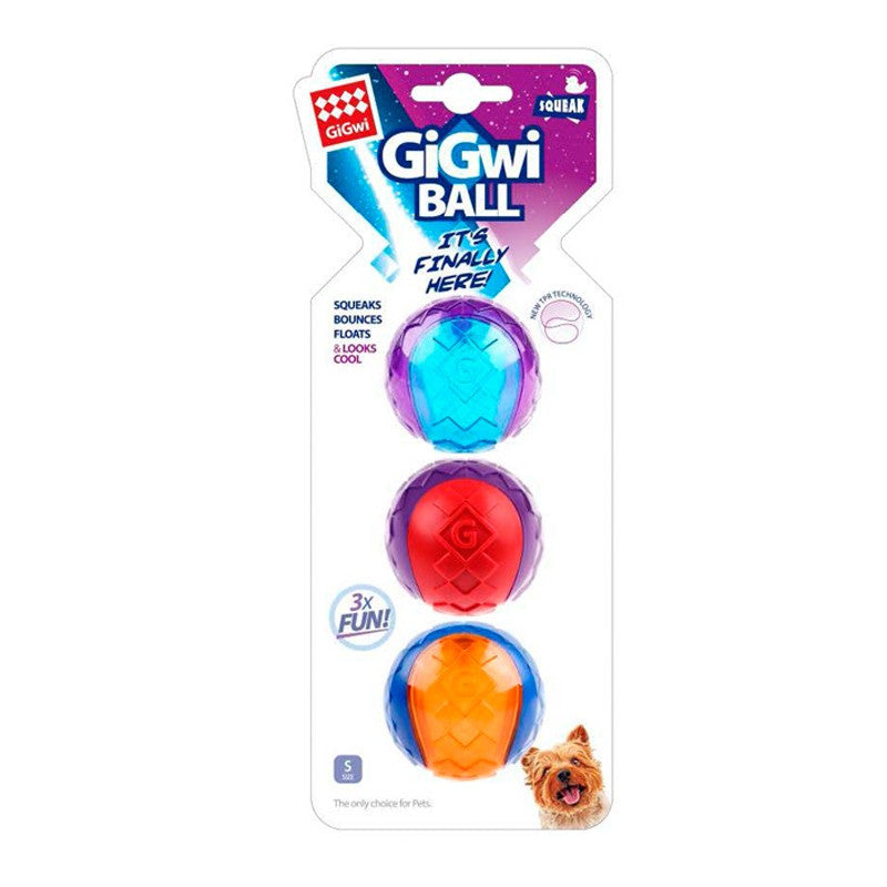 GIGWI BALL SQUEAKER SMALL 3PK