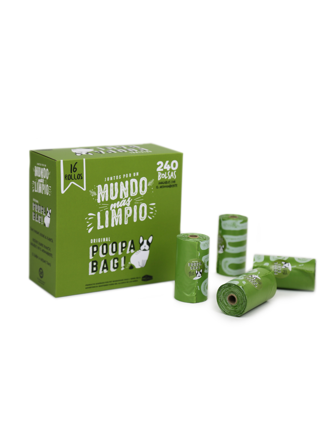 POOPA BAG! PACK 16 ROLLOS DE 15 BOLSAS 33X23 CM